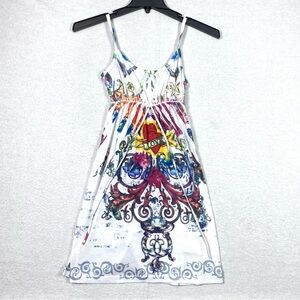 Ocean Shore Mini SunDress BabyDoll Women's S Heart Love Tattoo Print Pullover